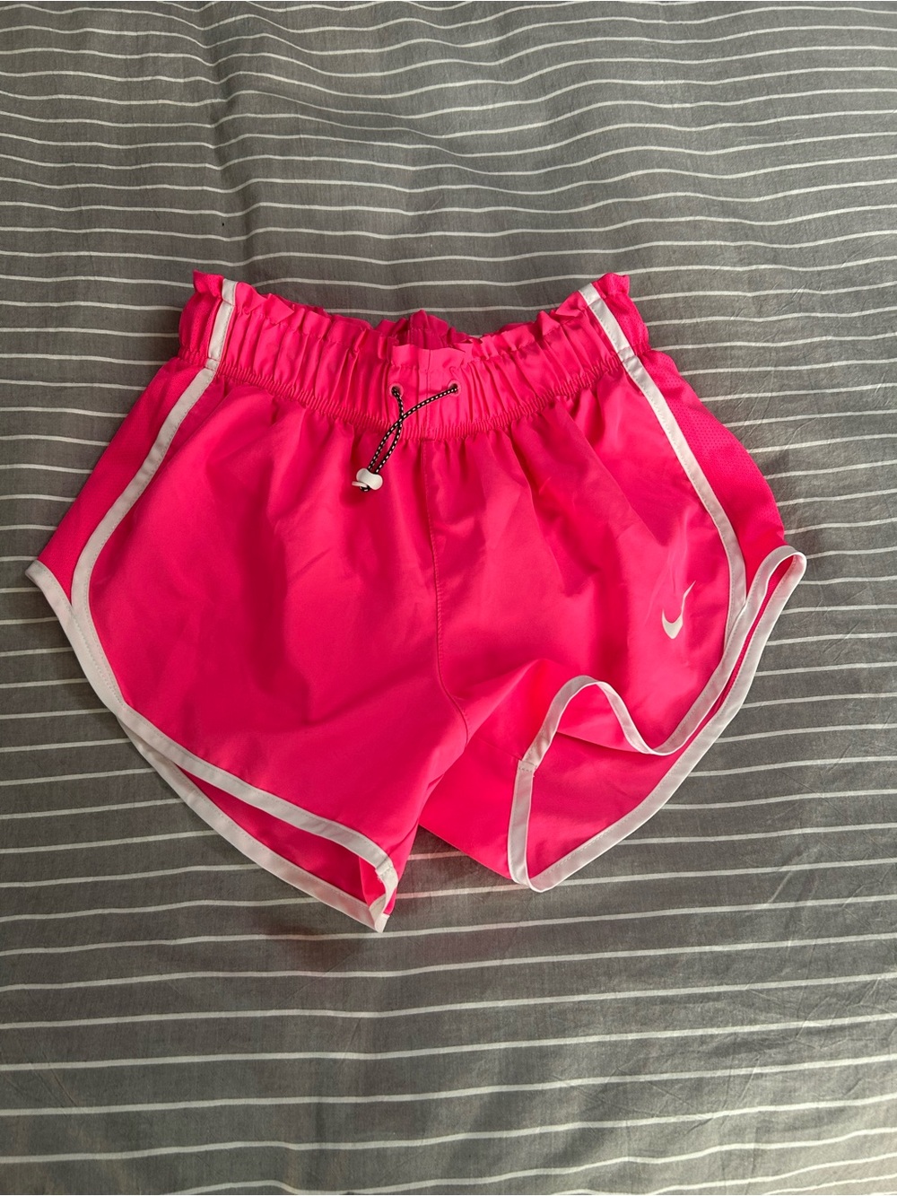 Nike Women's Bright Pink Athletic Shorts with White Trim